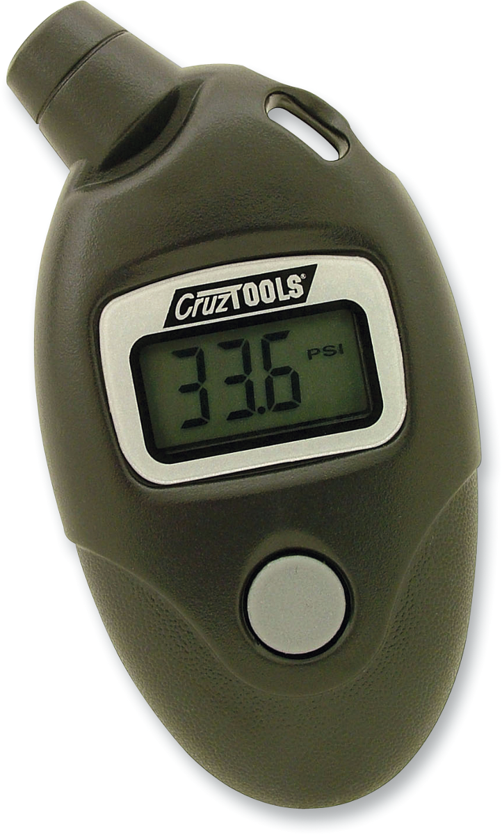 Digital tire pressure gauge used for motorcycle track setup