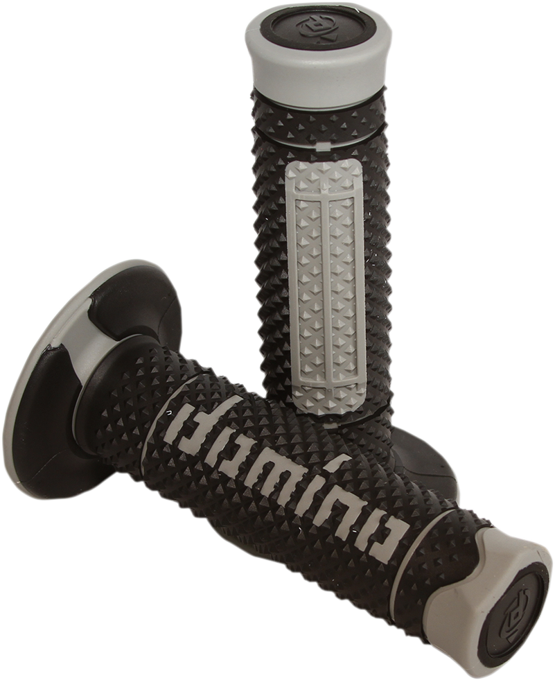 Domino dual-compound motorcycle grips in black and gray