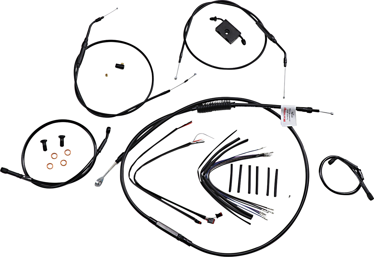 BURLY BRAND Extended Handlebar Cable and Brake Line Kit for Sportsters with ABS - 14" Ape Hanger Handlebars 0662-0588