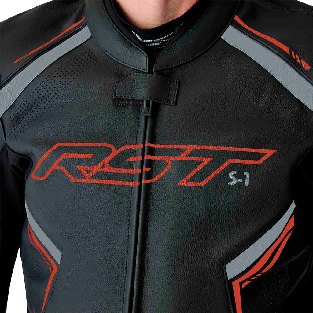 RST S-1 CE Men's Leather Jacket - Black / Grey / Red - View 24