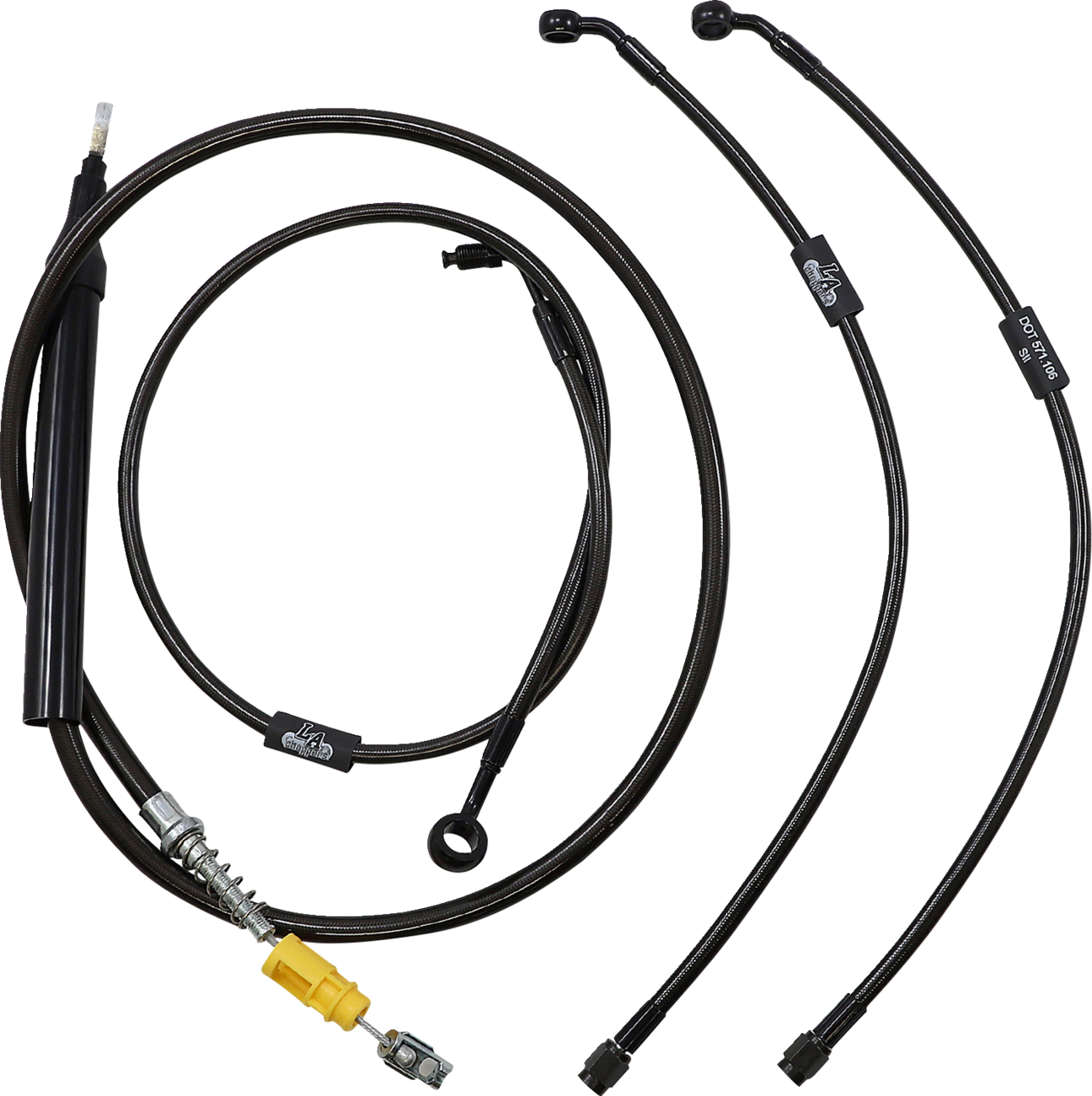 LA CHOPPERS Standard Midnight Braided Handlebar Cable/Brake Line Kit — Ape Hanger
