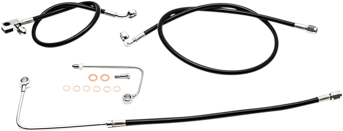 LA CHOPPERS Black Braided Brake Line Kit