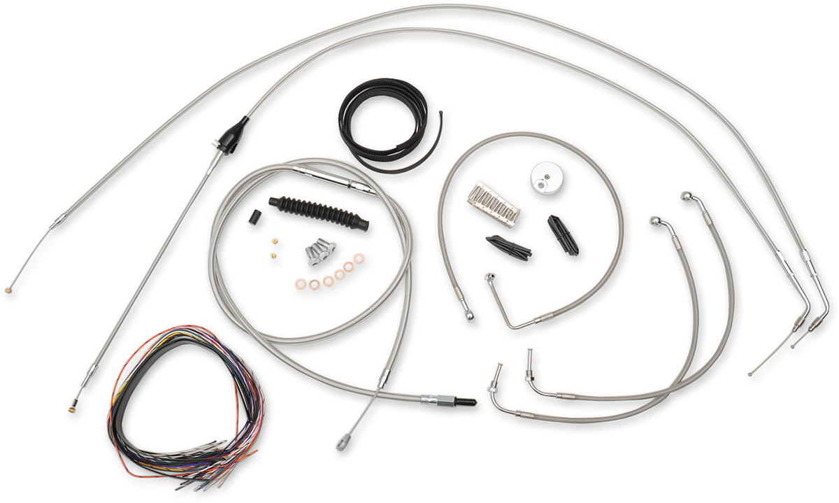 LA CHOPPERS Complete Stainless Braided Handlebar Cable/Brake Line Kit — Cable Kit