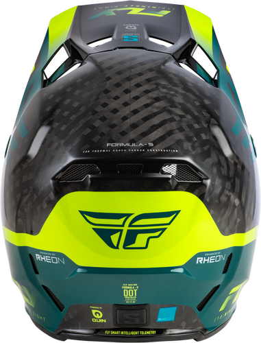 FLY Racing Formula S Carbon Byte Helmet (2026) - Black Carbon / Teal / Lime - View 22
