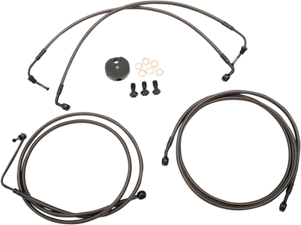 LA CHOPPERS Midnight Braided Brake Line Kit
