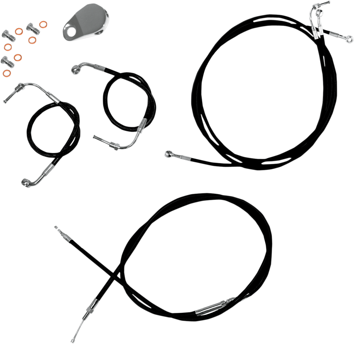 LA CHOPPERS Standard Black Vinyl Handlebar Cable/Brake Line Kit — Ape Hanger