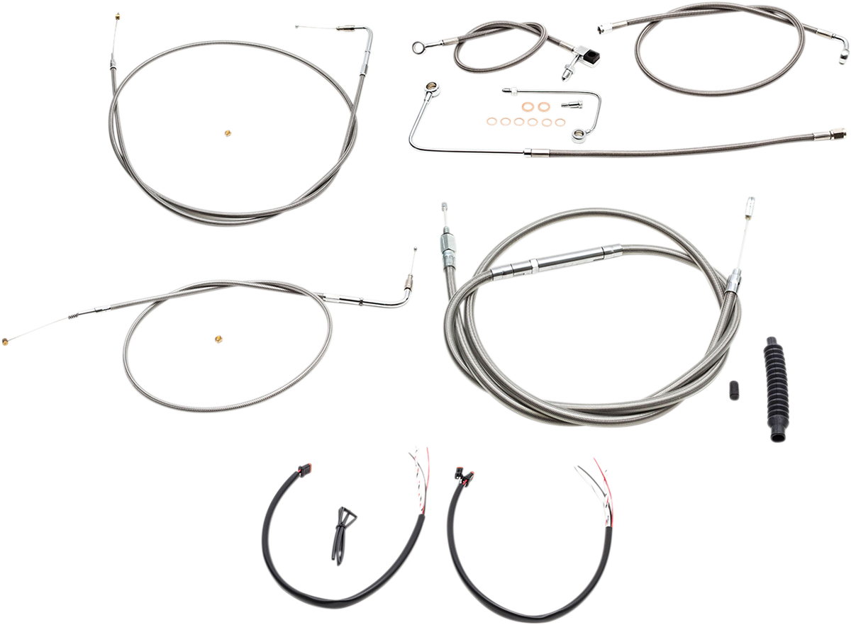 LA CHOPPERS Complete Stainless Braided Handlebar Cable/Brake Line Kit — Cable Kit