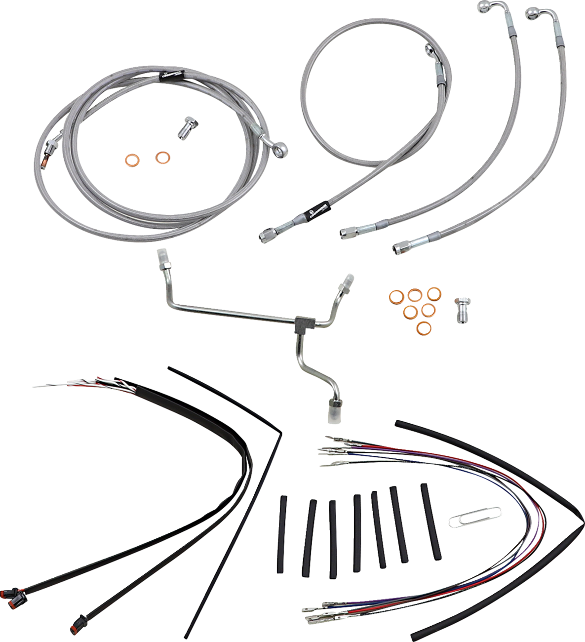 BURLY BRAND Complete Stainless Braided Handlebar Cable/Brake Line Kit - 16" Ape Hangers / '15-'16 FLTRX 0610-2060