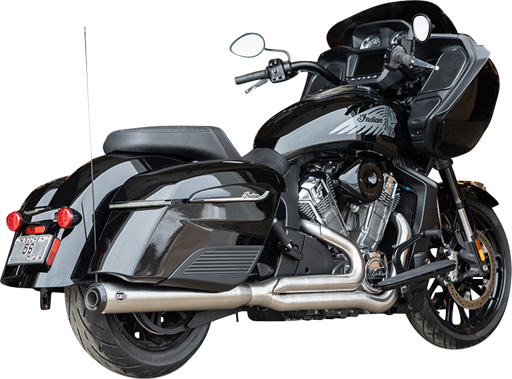 2-into-1 Qualifier Exhaust System - Brushed Stainless Steel - 49 State - Indian with PowerPlus
