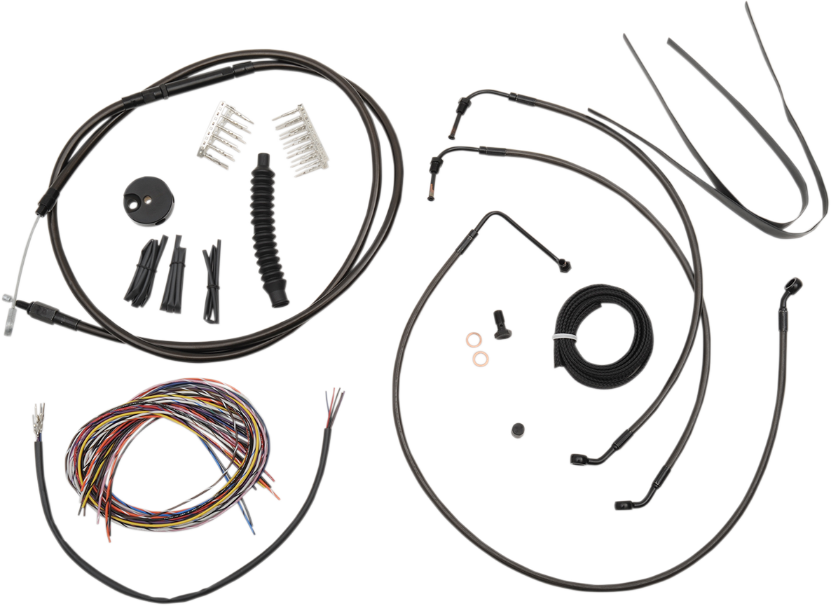LA CHOPPERS Complete Midnight Braided Handlebar Cable/Brake Line Kit — Standard