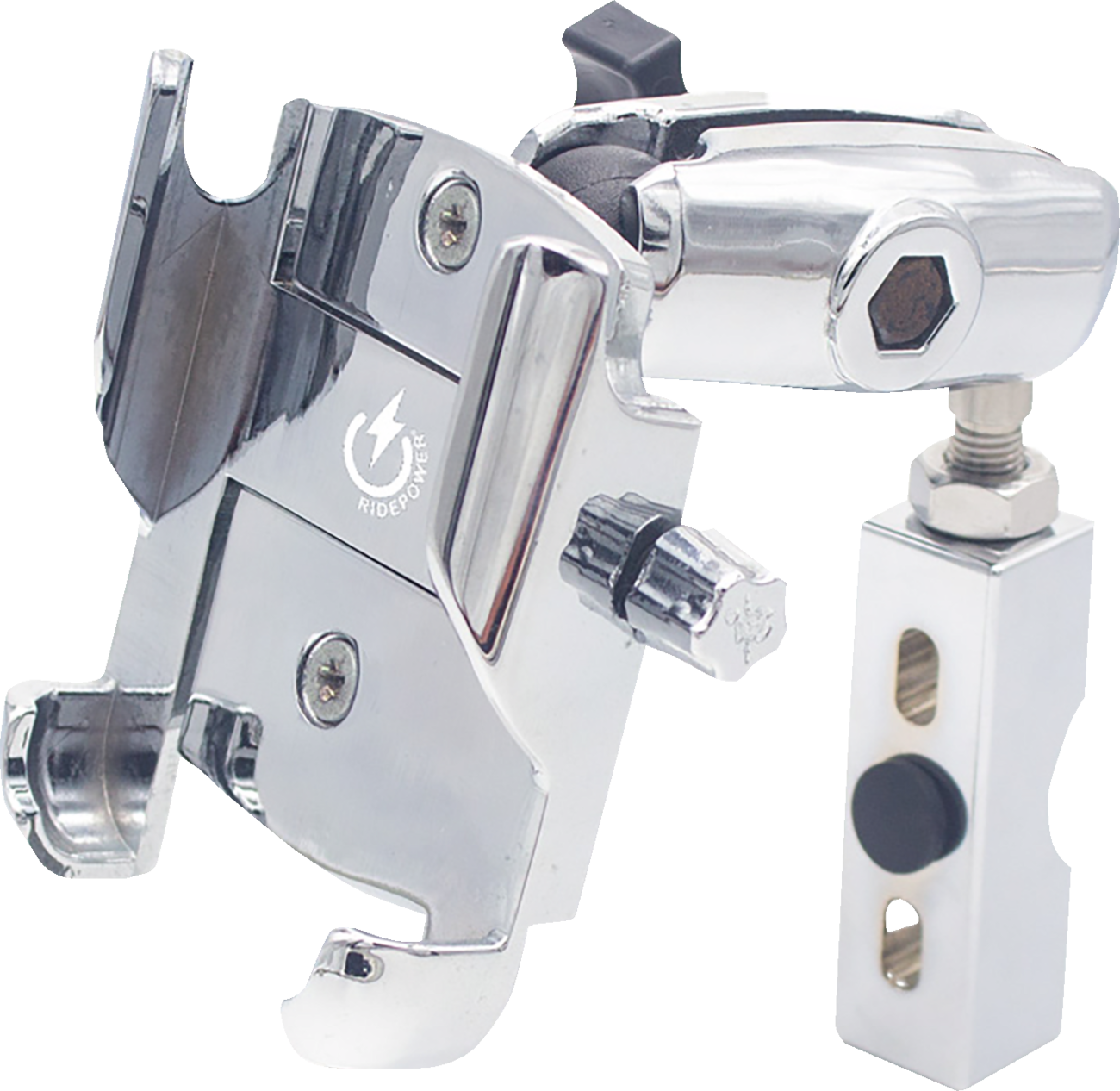 RIDEPOWER Metal Phone Mount - Large / Perch Mount / Chrome 0636-0679
