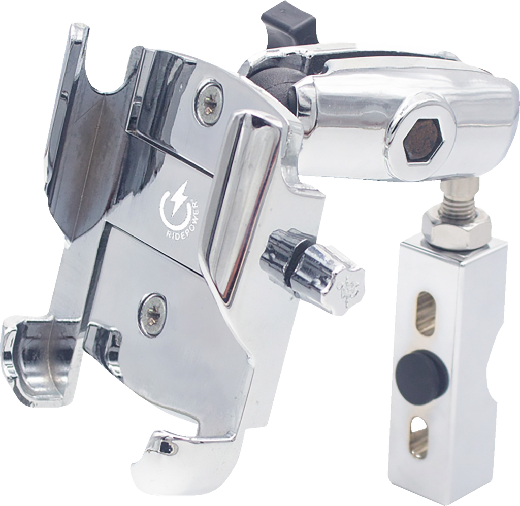 RIDEPOWER Metal Phone Mount - Large / Perch Mount / Chrome 0636-0679
