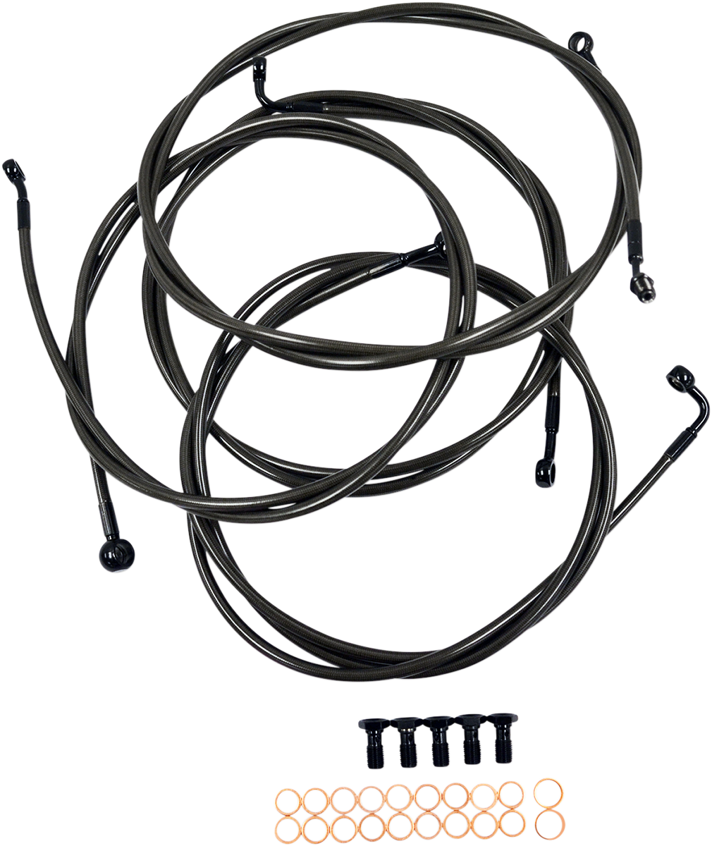 LA CHOPPERS Standard Midnight Braided Handlebar Cable/Brake Line Kit — Ape Hanger