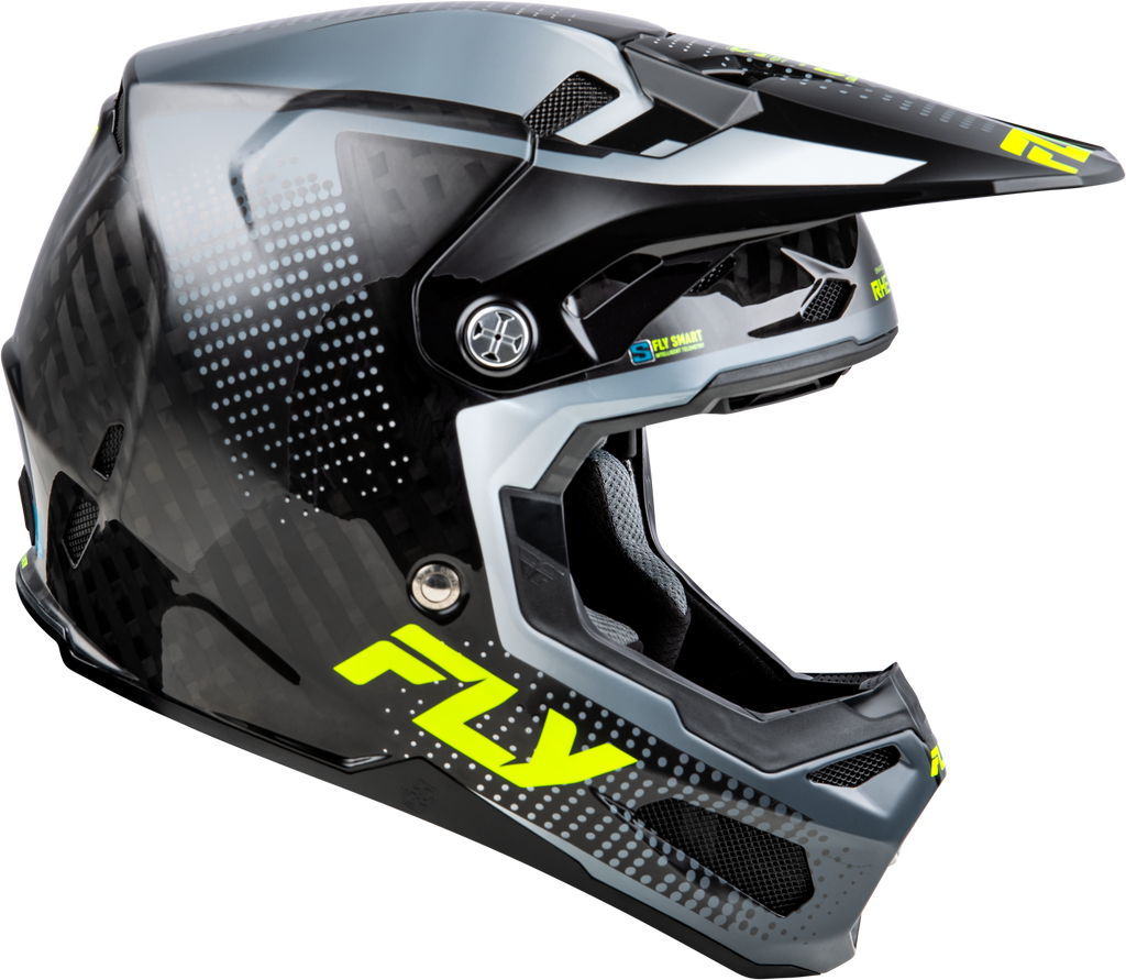 FLY Racing Formula S Carbon Protocol Helmet - Black Carbon / Grey / Hi-Viz - View 12