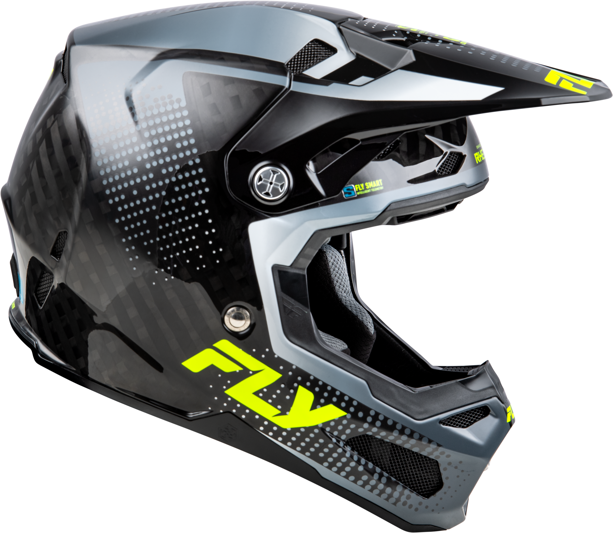 FLY Racing Formula S Carbon Protocol Helmet - Black Carbon / Grey / Hi-Viz - View 12