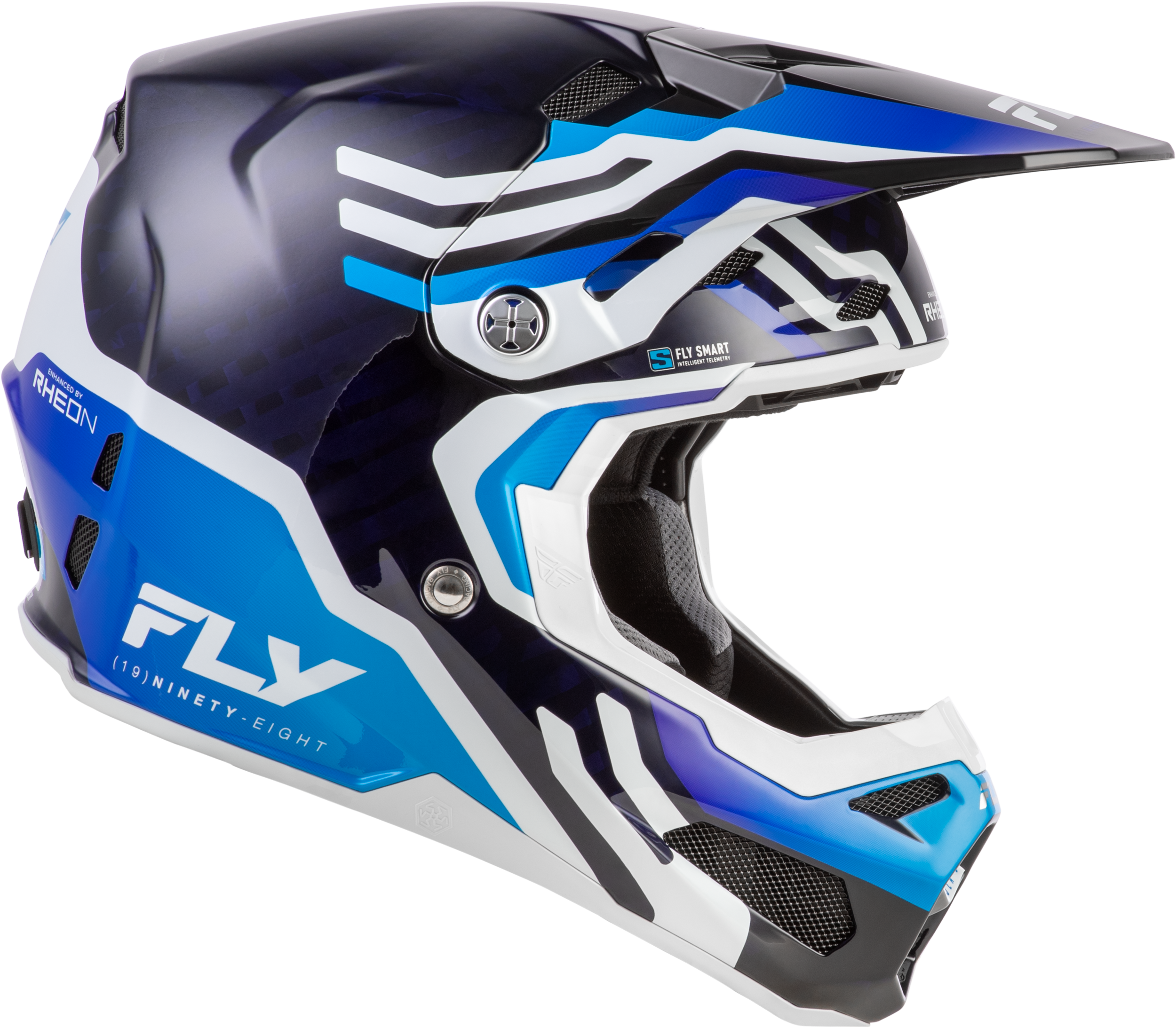 FLY Racing Formula S Carbon Byte Helmet (2026) - Blue Carbon / Blue / White - View 15