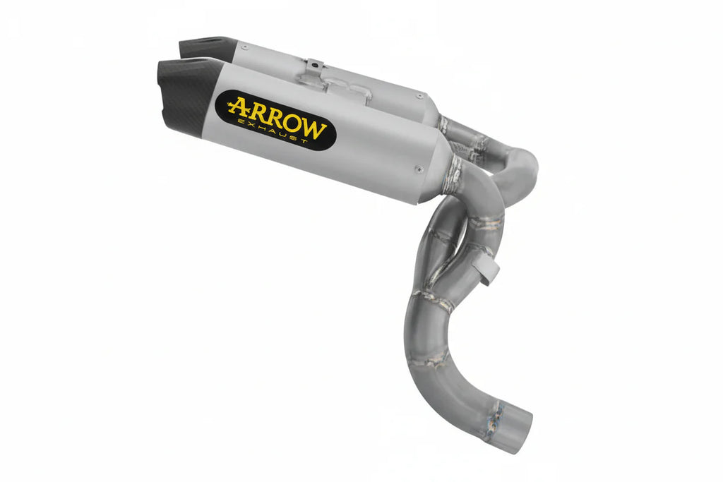 Arrow Ducati Panigale V2/V2s E5+ 2025 Rh/Lh Round Sil Titanium Silencers + Stainless Steel Link Pipe 77504pr