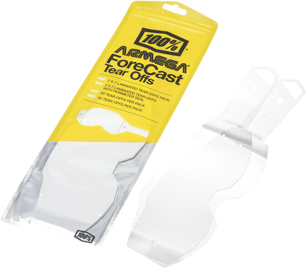 100% Armega Forecast Goggle Tear-Offs — Clear - Armega Forecast Tear-Offs / Standard / 20 Pack 2602-0944