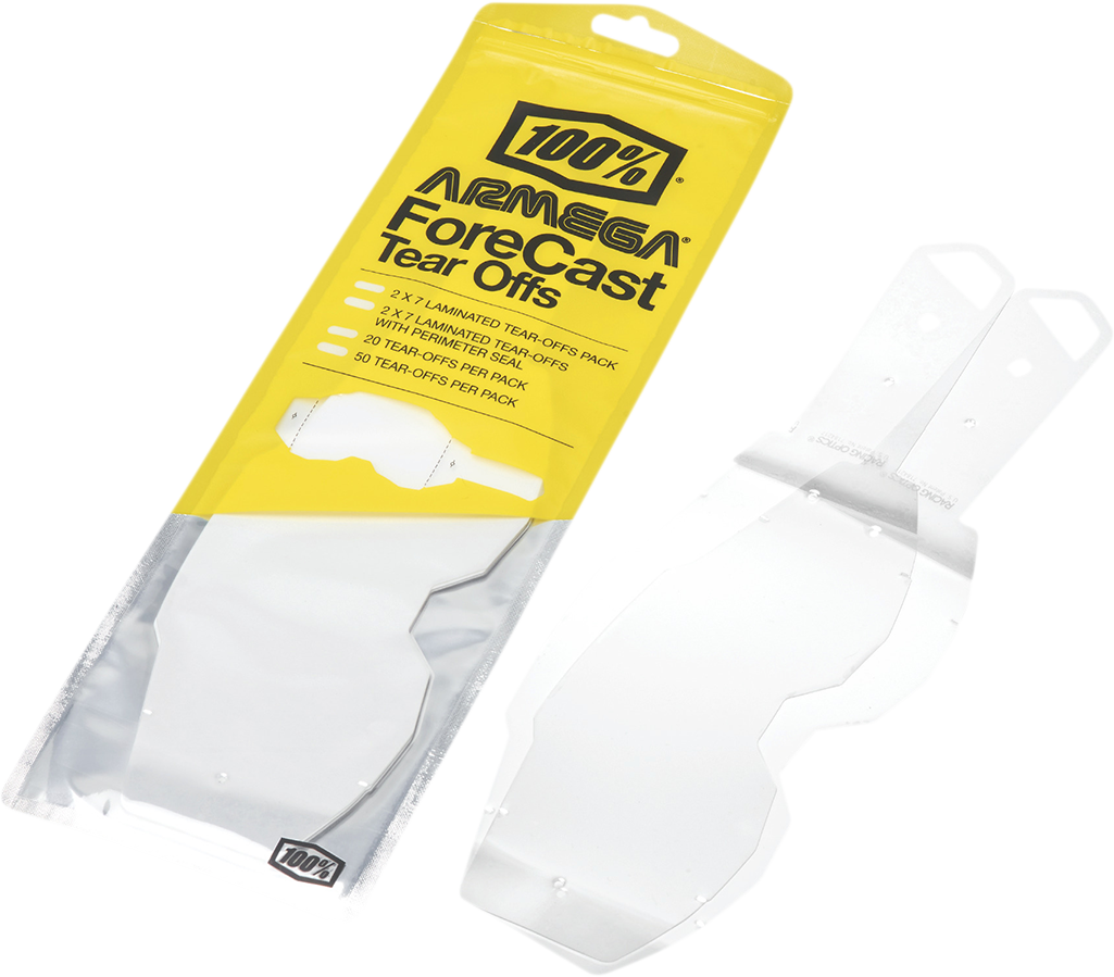 100% Armega Forecast Goggle Tear-Offs — Laminated - Armega Forecast Tear-Offs / Laminated / 7 Pack (2) 2602-0946