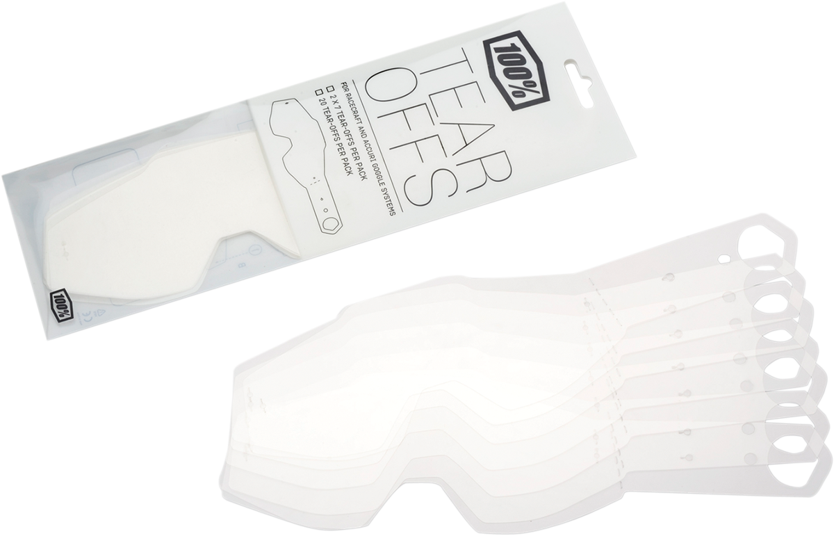 100% Racecraft/Accuri/Strata Goggle Tear-Offs — Laminated - Accuri/Racecraft/Strata Tear-Offs / Laminated / (2) 7 Pack 2602-0497