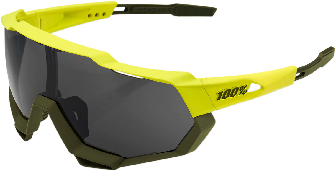 100% Speedtrap Performance Sunglasses - Speedtrap Sunglasses / Soft Tact Banana / Black Mirror Lens 2610-1132