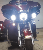 Eagle Lights 2” Infinity Beam Front LED Turn Signals with Integrated Trim Rings and White Halo Running Lights for Harley-Davidson® Motorcycles