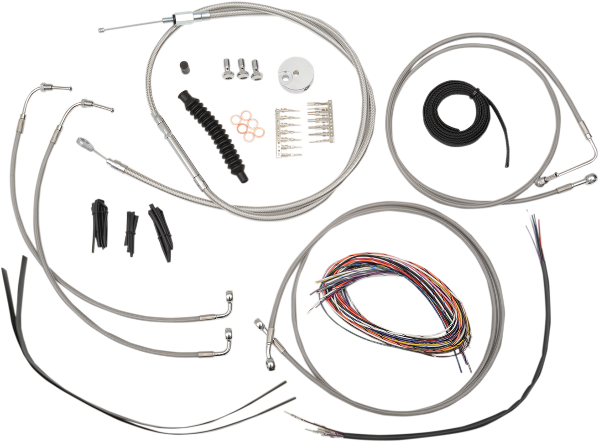 LA CHOPPERS Complete Stainless Braided Handlebar Cable/Brake Line Kit — Cable Kit
