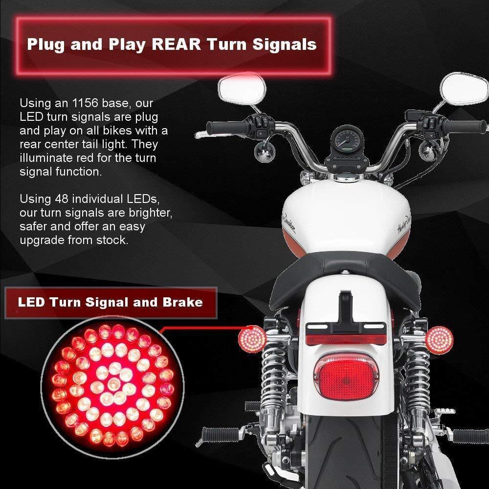 Eagle Lights 2" Rear LED Turn Signals for Harley-Davidson Motorcycles- Generation I / 1156 Base / Red
