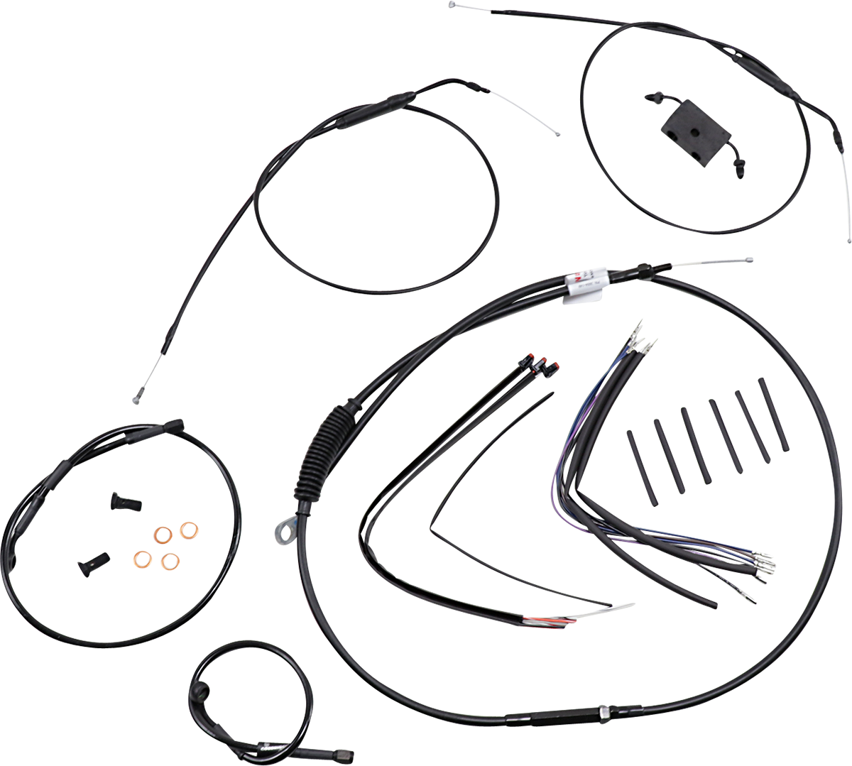 BURLY BRAND Extended Handlebar Cable and Brake Line Kit for Sportsters with ABS - 12" Ape Hanger Handlebars 0662-0587