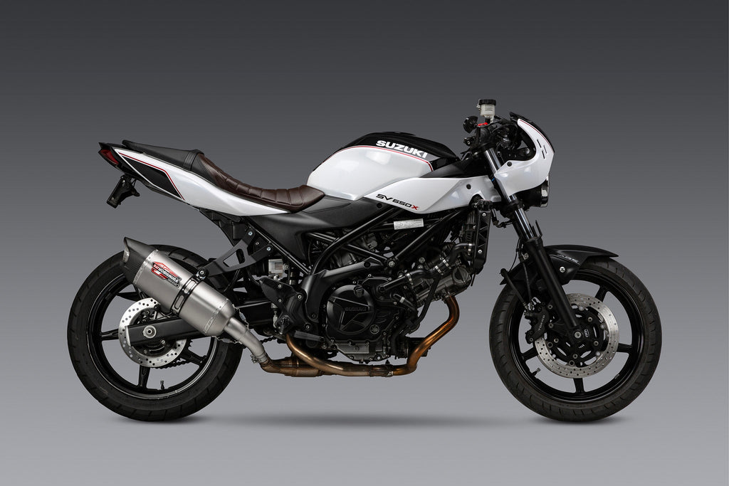 Yoshimura SV650 17-26/SV650X 19-26 AT2 Stainless Slip-On Exhaust, w/ Stainless Muffler