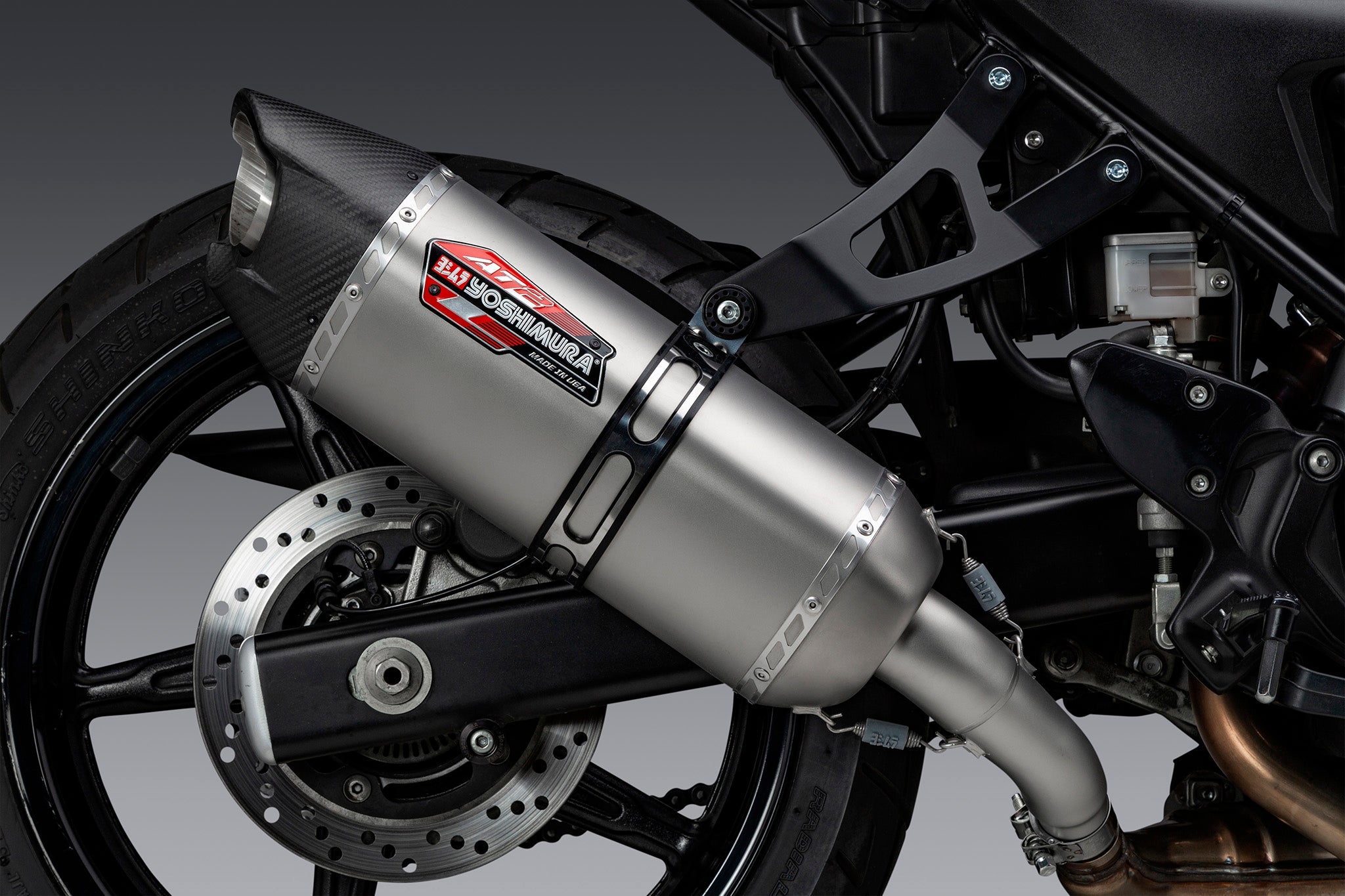 Yoshimura SV650 17-26/SV650X 19-26 AT2 Stainless Slip-On Exhaust, w/ Stainless Muffler