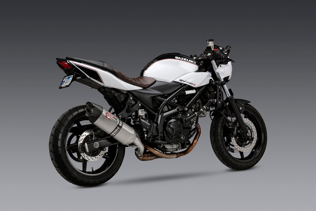 Yoshimura SV650 17-26/SV650X 19-26 AT2 Stainless Slip-On Exhaust, w/ Stainless Muffler