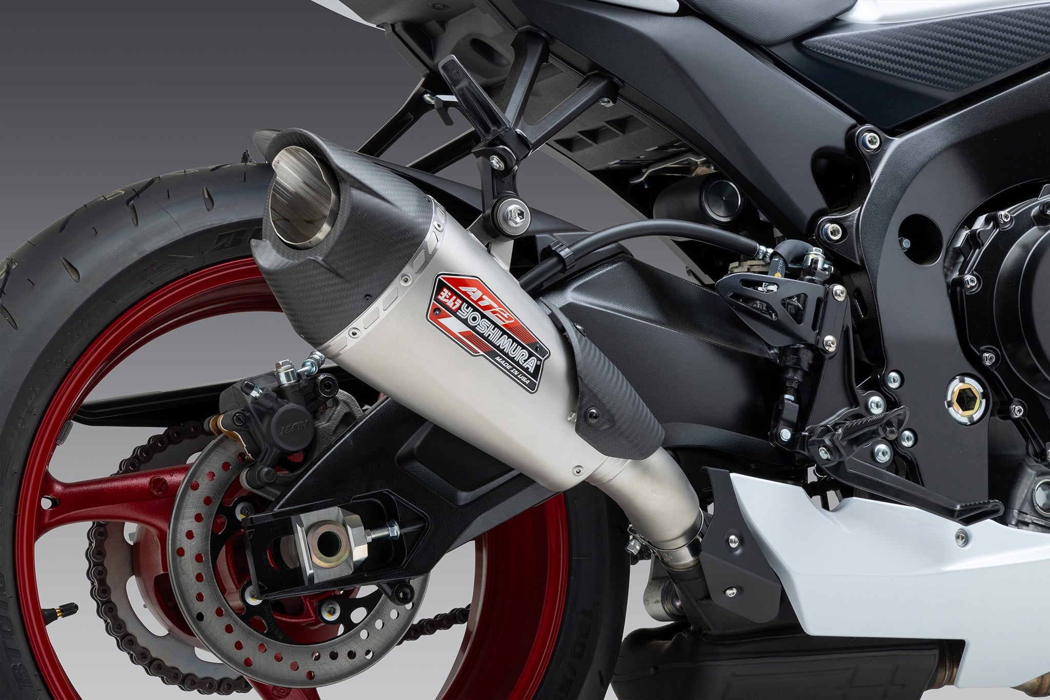 Yoshimura GSX-R600/750 2011-26 AT2 Stainless Slip-On Exhaust, w/ Stainless Muffler