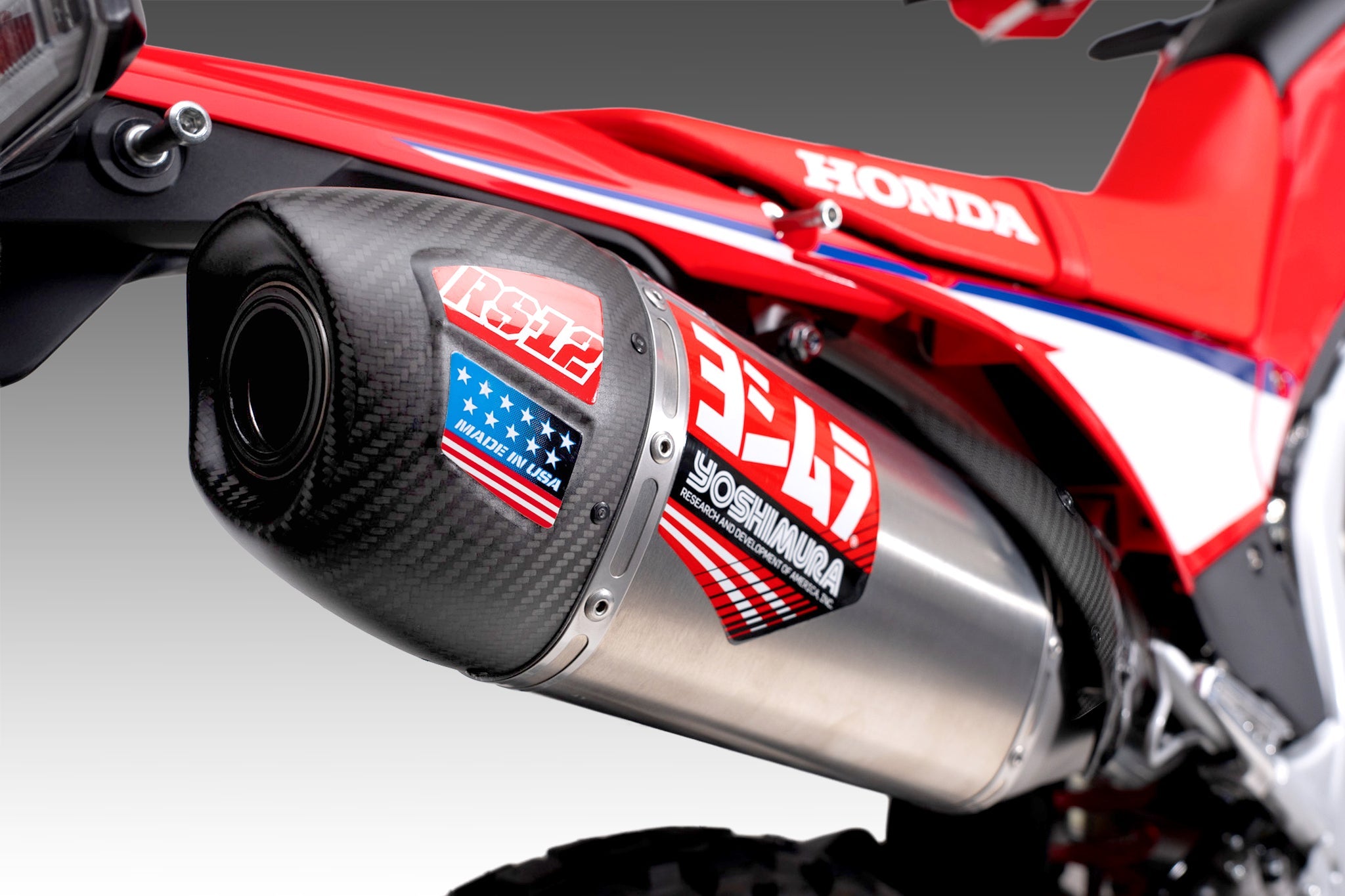 Yoshimura CRF300L/Rally 21-26 Race RS-12 Stainless Slip-On Exhaust, w/ Stainless Muffler