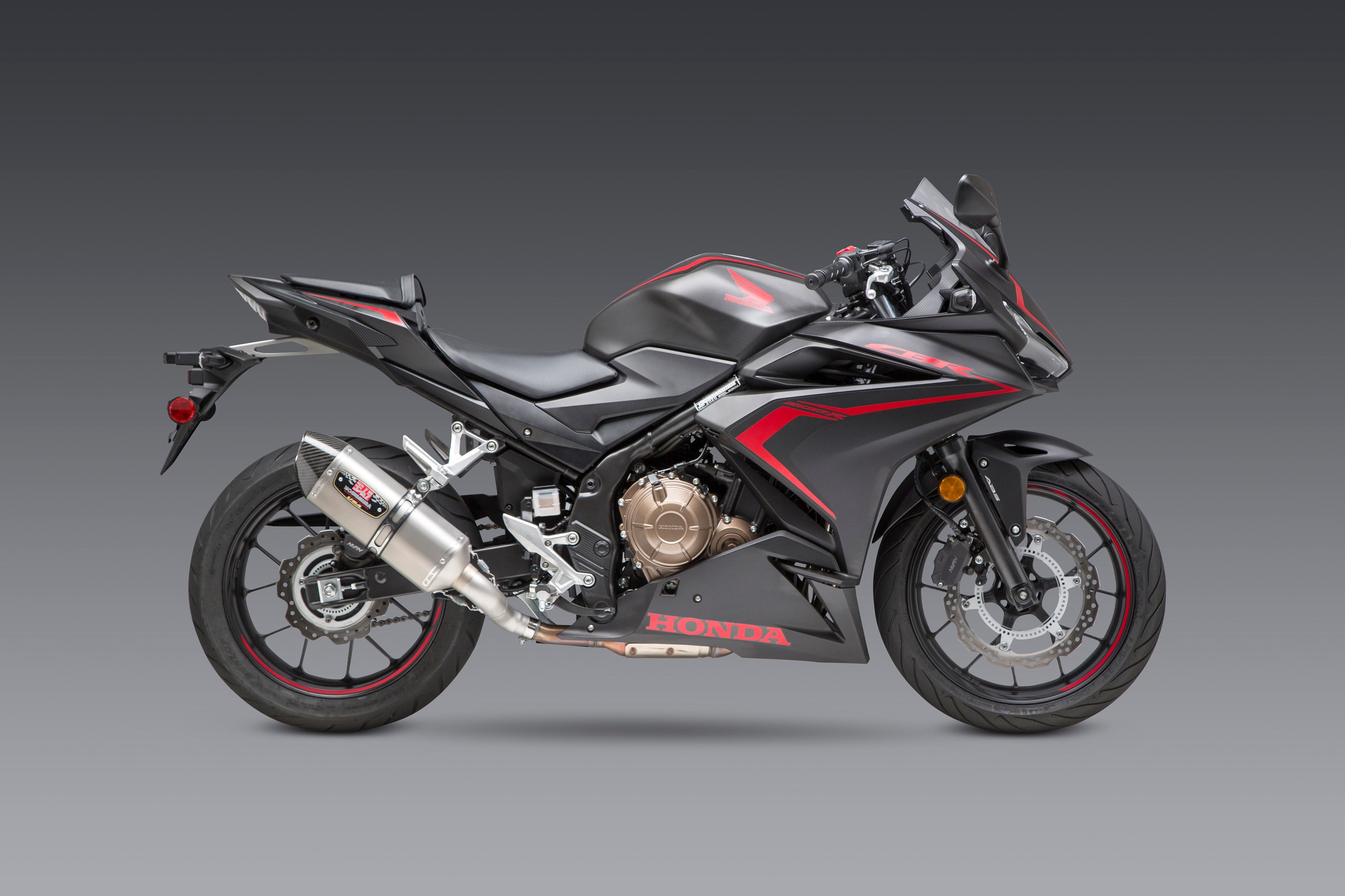 Yoshimura CBR500R 16-25 R-77 Stainless Slip-On Exhaust, w/ Stainless Muffler