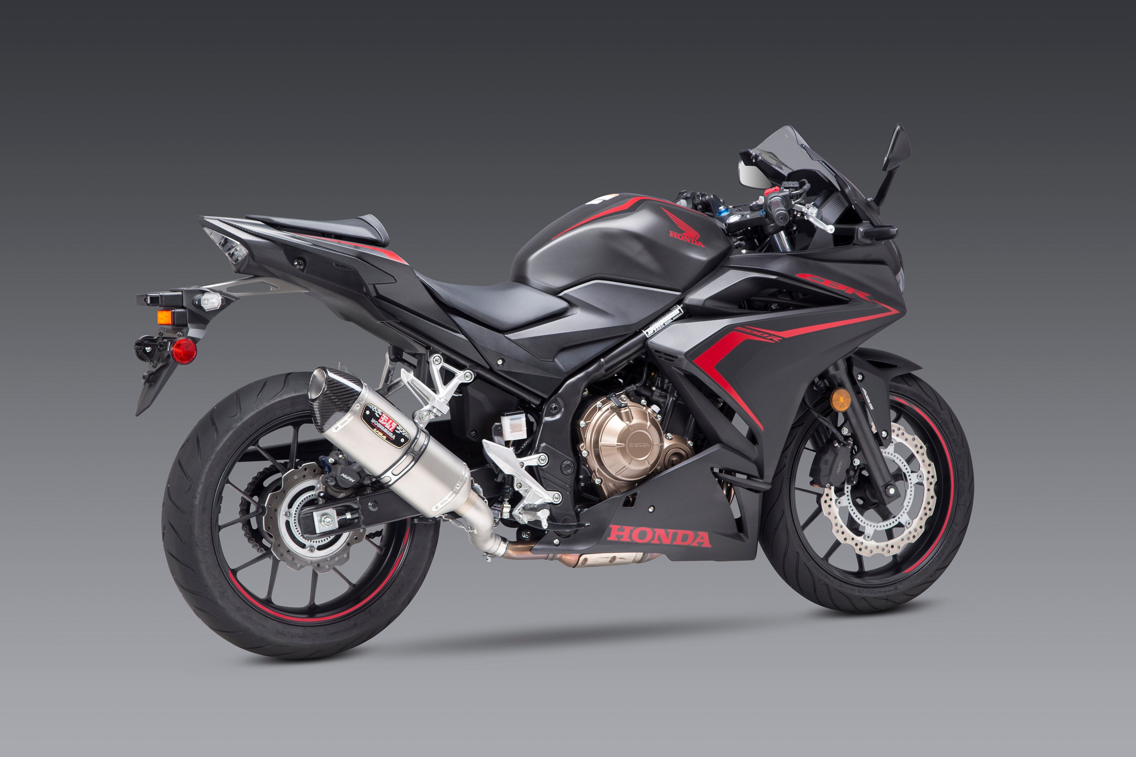 Yoshimura CBR500R 16-25 R-77 Stainless Slip-On Exhaust, w/ Stainless Muffler