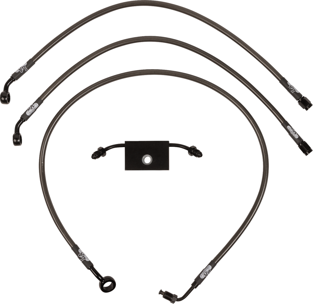 LA CHOPPERS Midnight Braided Brake Line Kit - Brake Lines / 12" / 14" Ape Hanger Handlebars / Midnight 1741-6242