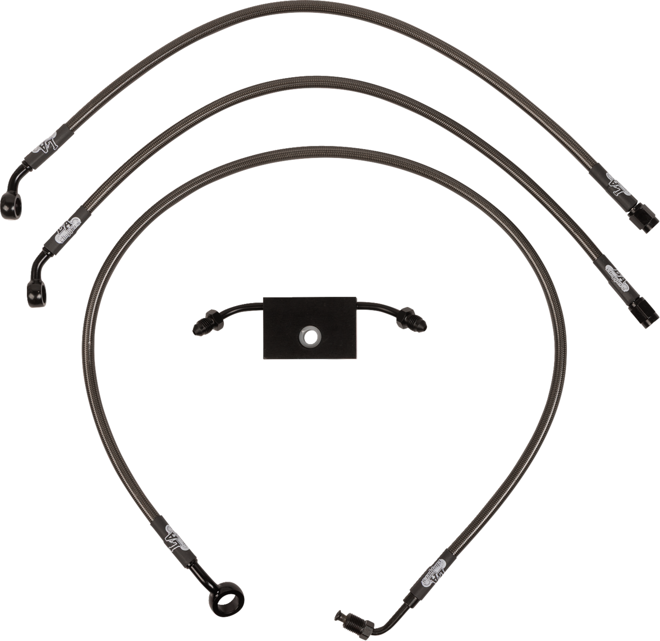 LA CHOPPERS Midnight Braided Brake Line Kit - Brake Lines / 12" / 14" Ape Hanger Handlebars / Midnight 1741-6242