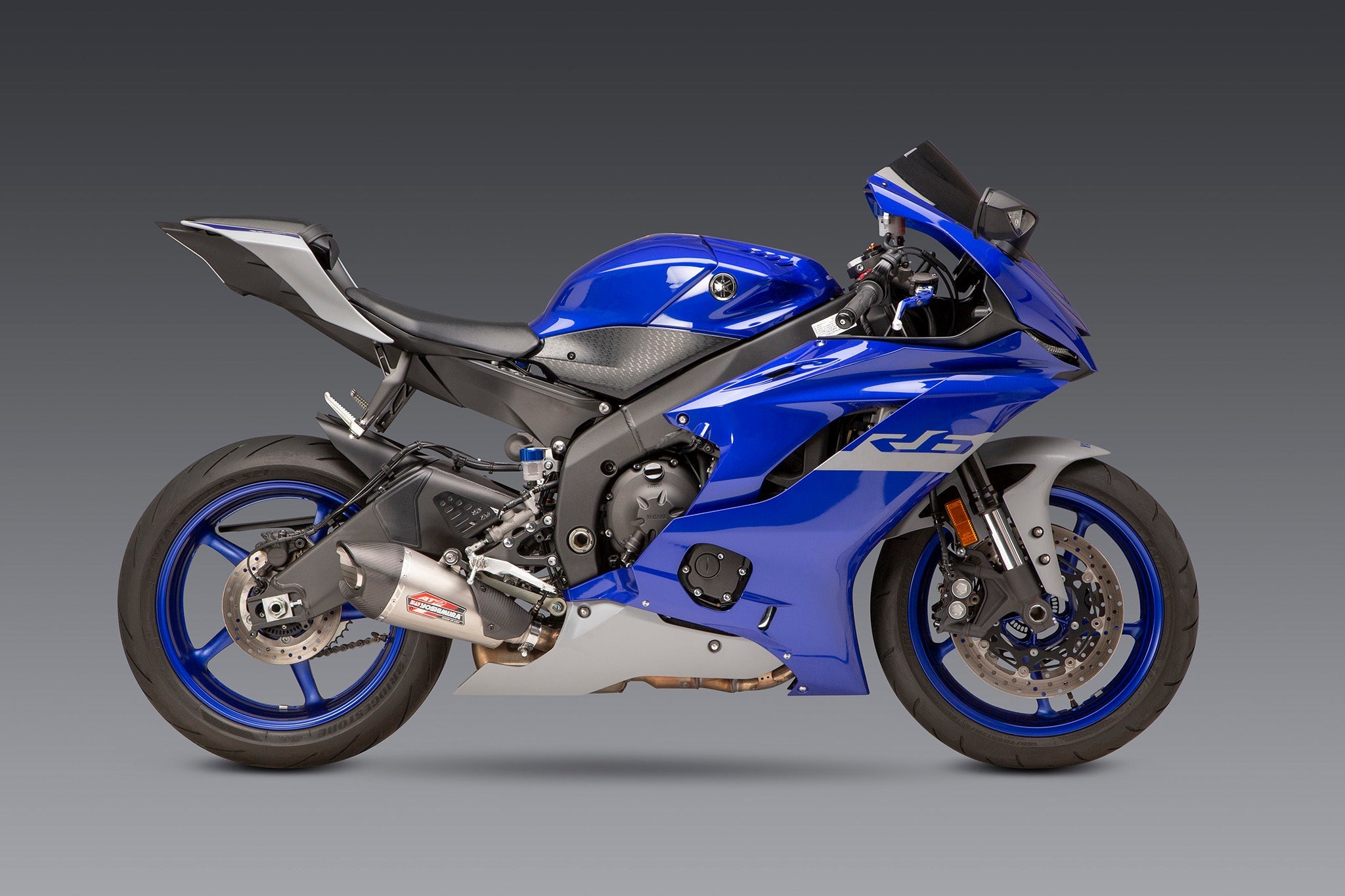 Yoshimura YZF-R6V 06-20 AT2 Stainless Slip-On Exhaust, w/ Stainless Muffler
