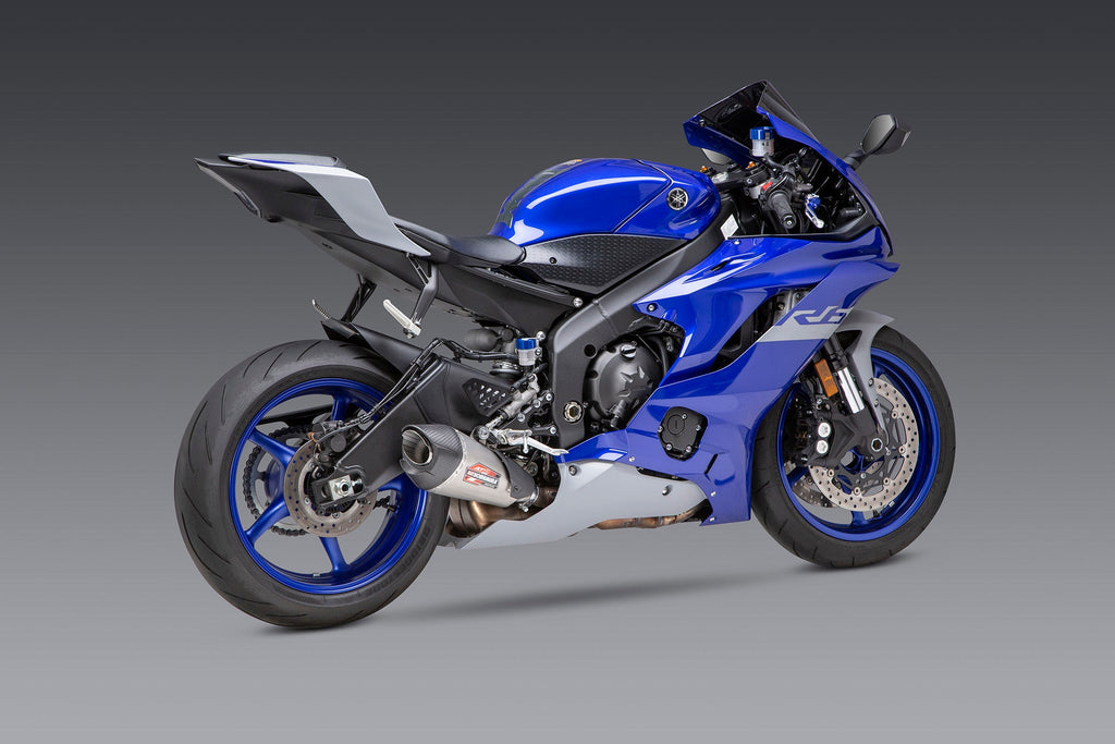 Yoshimura YZF-R6V 06-20 AT2 Stainless Slip-On Exhaust, w/ Stainless Muffler