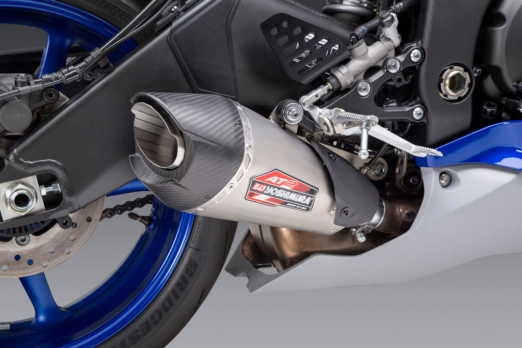 Yoshimura YZF-R6V 06-20 AT2 Stainless Slip-On Exhaust, w/ Stainless Muffler