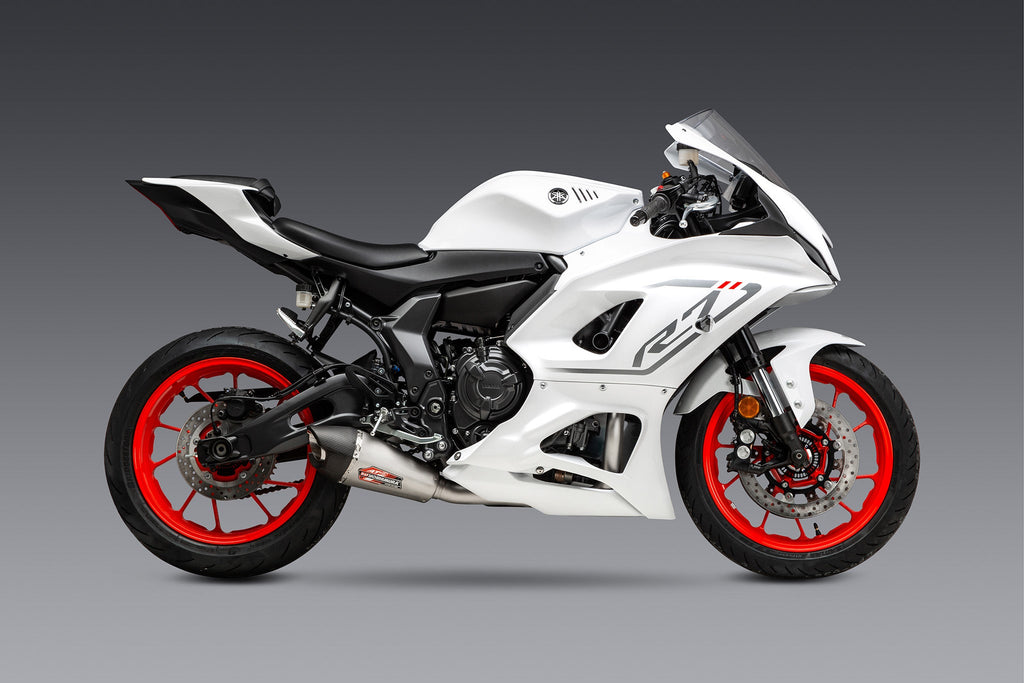 Yoshimura R7 22-26 / MT-07 17-26 Race AT2 Stainless Full Exhaust, w/ Stainless Muffler