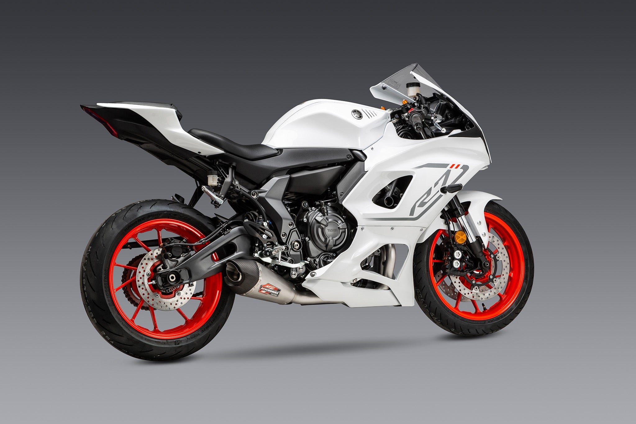 Yoshimura R7 22-26 / MT-07 17-26 Race AT2 Stainless Full Exhaust, w/ Stainless Muffler