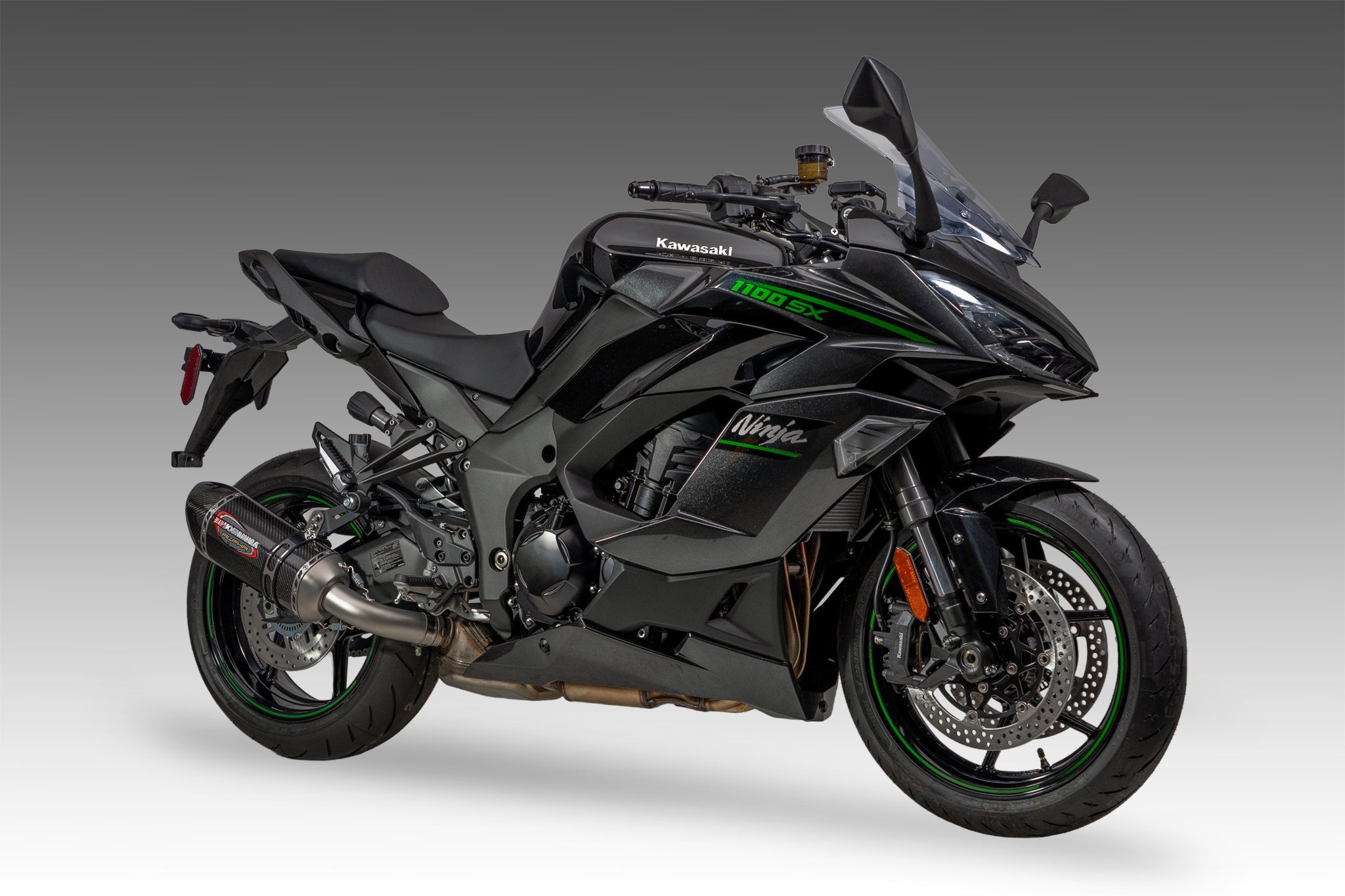 Yoshimura Ninja 1000SX 20-24/Ninja 1100SX 25-26 Alpha Stainless Slip-On Exhaust, w/ Carbon Fiber Muffler