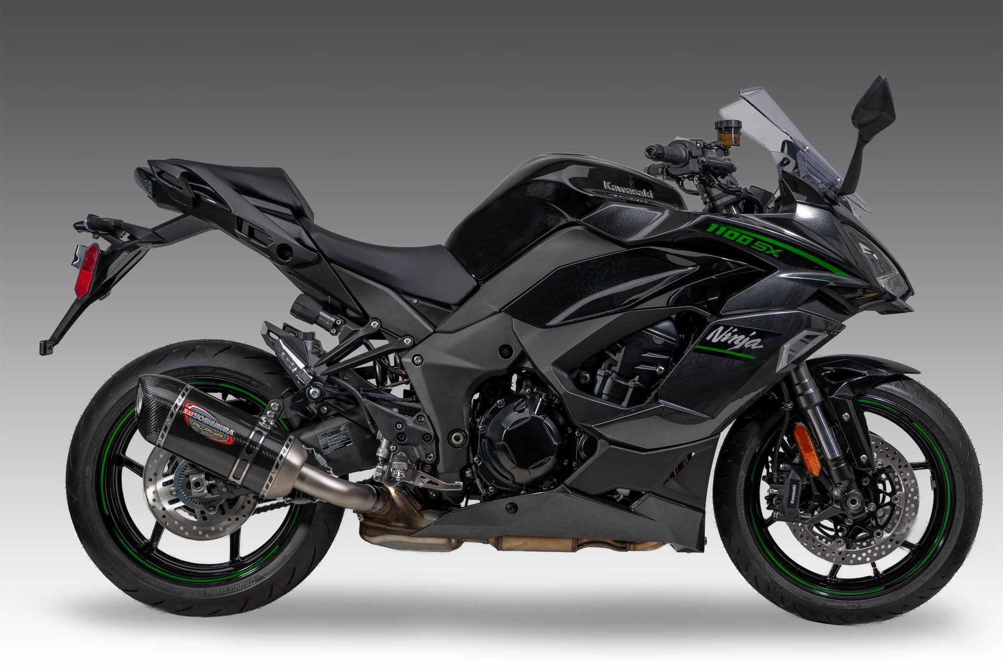 Yoshimura Ninja 1000SX 20-24/Ninja 1100SX 25-26 Alpha Stainless Slip-On Exhaust, w/ Carbon Fiber Muffler