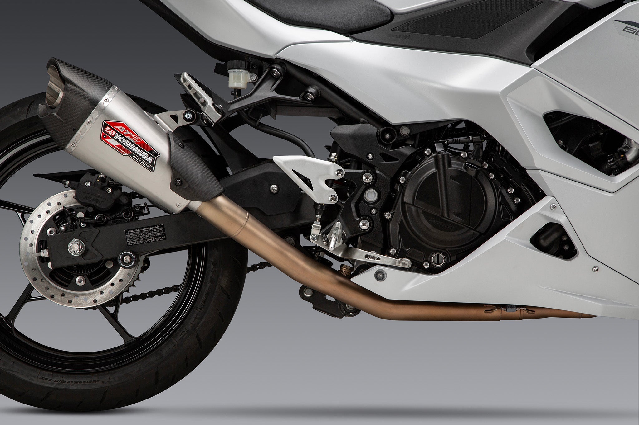 Yoshimura Ninja 500 / Z500 / Ninja 400 24-26 Race AT2 Stainless Full Exhaust, w/ Stainless Muffler