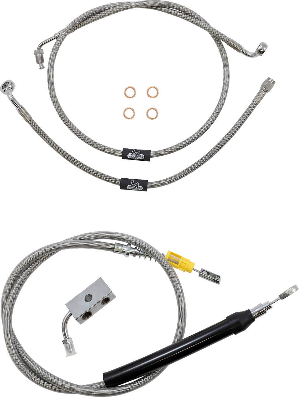LA CHOPPERS Standard Stainless Braided Handlebar Cable/Brake Line Kit