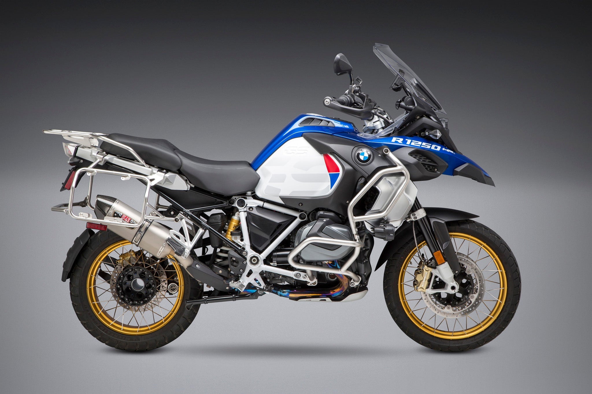 Yoshimura R1200GS/R1250GS 13-22 R-77 Stainless Slip-On Exhaust, w/ Stainless Muffler