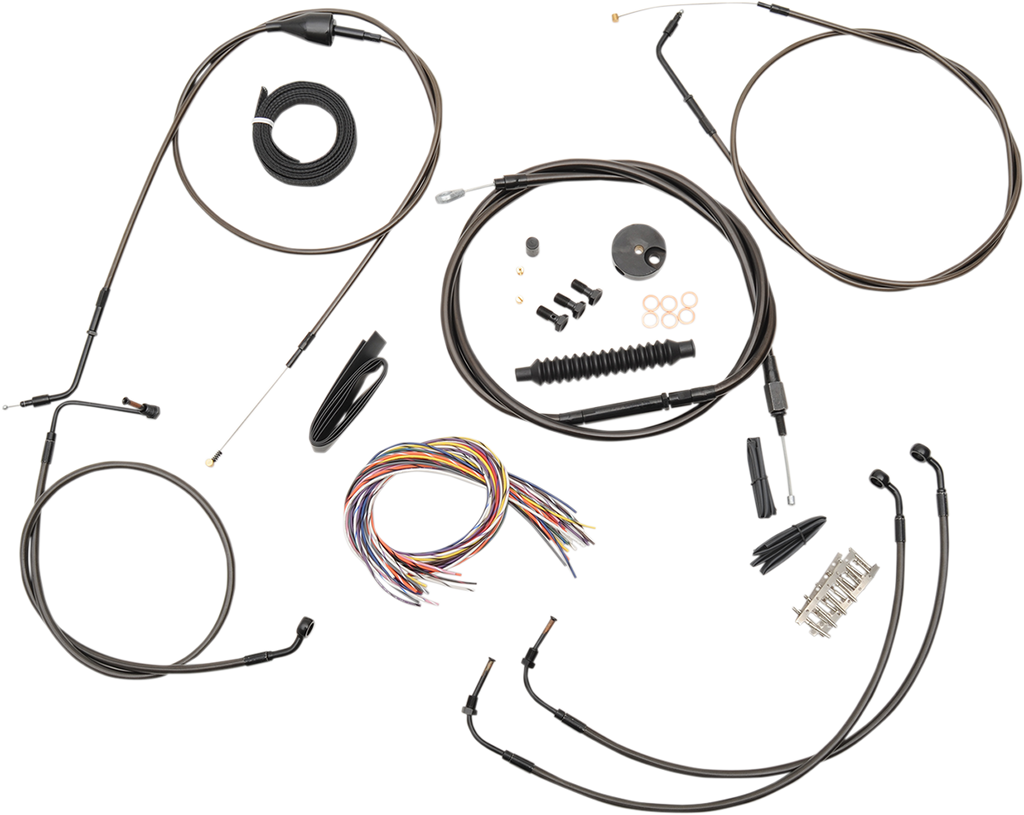 LA CHOPPERS Complete Midnight Braided Handlebar Cable/Brake Line Kit — Mini