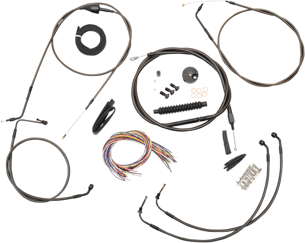 LA CHOPPERS Complete Midnight Braided Handlebar Cable/Brake Line Kit — Standard